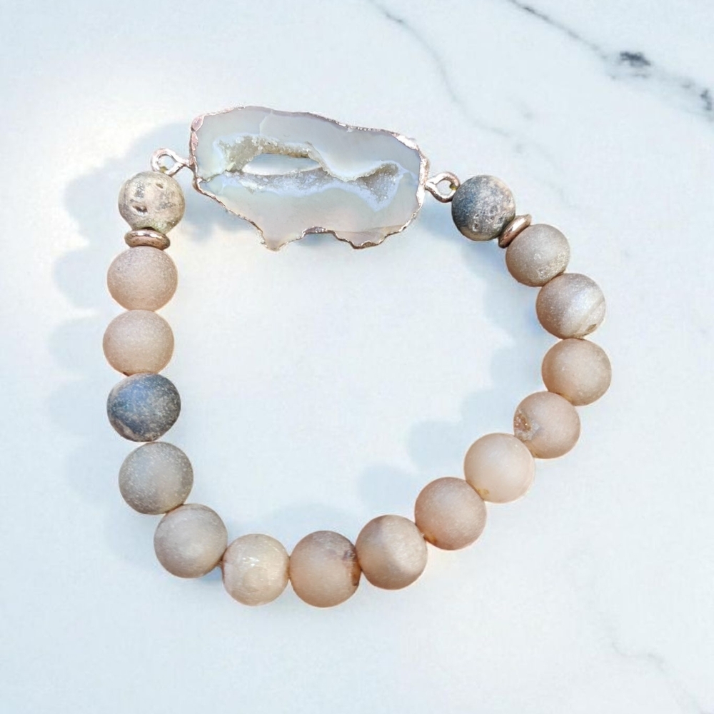Brown agate druzy bracelet